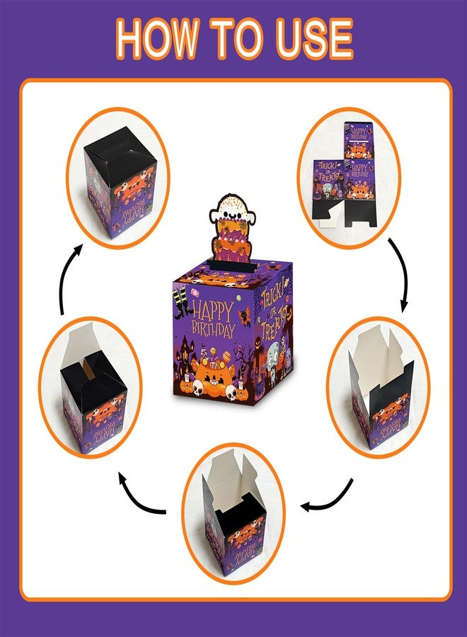 Racenaf Halloween Birthday Party Decorations Money Box - Happy Birthday Money Box for Cash Gift Pull and 30Pcs Transparent Bags for Kids Women Men Girls Boys Halloween Birthday Gift - Image 3